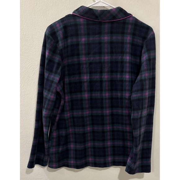 Lauren Ralph Lauren Women's Pajama Top Size M Plaid Button Front Crest Sleepwear - Picture 3 of 3